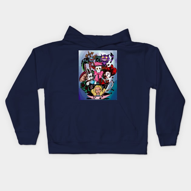 Wonderland Madness Kids Hoodie by MyNameisAlex